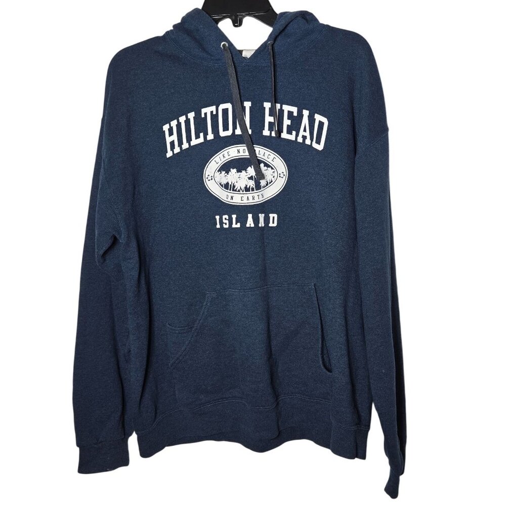 Fruit of the Loom Hilton Head Island Navy Blue Hoodie Large Softspun Vacation